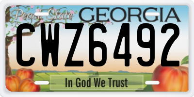 GA license plate CWZ6492