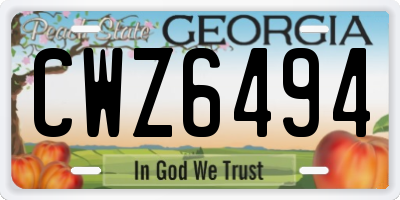 GA license plate CWZ6494