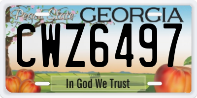 GA license plate CWZ6497