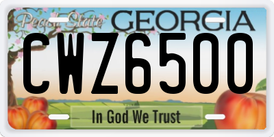 GA license plate CWZ6500