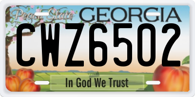 GA license plate CWZ6502