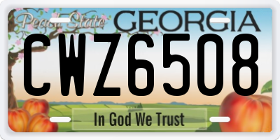 GA license plate CWZ6508