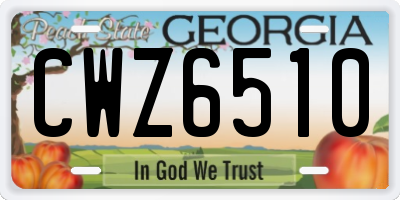 GA license plate CWZ6510