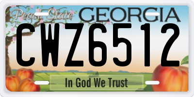 GA license plate CWZ6512