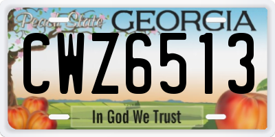 GA license plate CWZ6513
