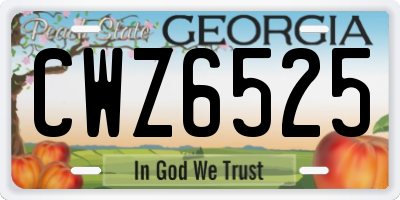 GA license plate CWZ6525
