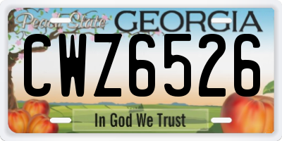 GA license plate CWZ6526
