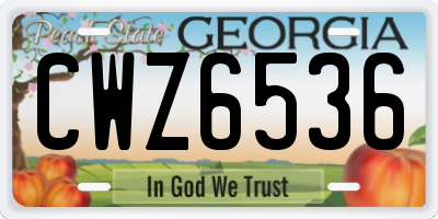 GA license plate CWZ6536