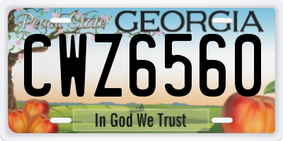 GA license plate CWZ6560