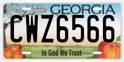 GA license plate CWZ6566