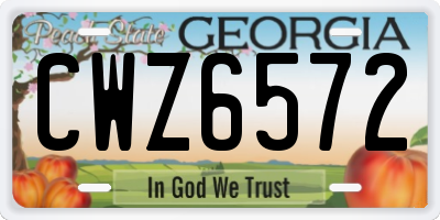 GA license plate CWZ6572