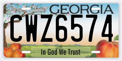 GA license plate CWZ6574