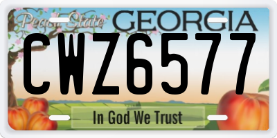 GA license plate CWZ6577