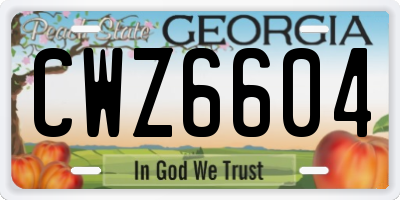 GA license plate CWZ6604
