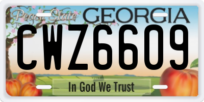 GA license plate CWZ6609