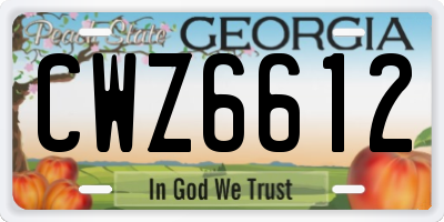 GA license plate CWZ6612