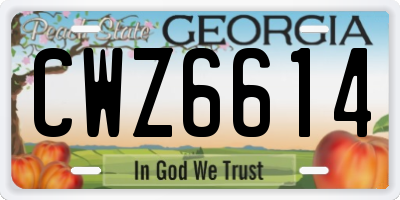 GA license plate CWZ6614