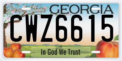 GA license plate CWZ6615
