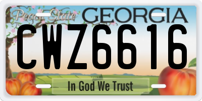 GA license plate CWZ6616