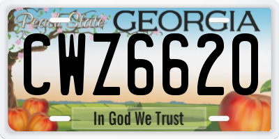 GA license plate CWZ6620