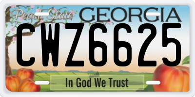 GA license plate CWZ6625