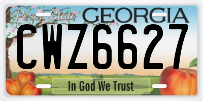 GA license plate CWZ6627