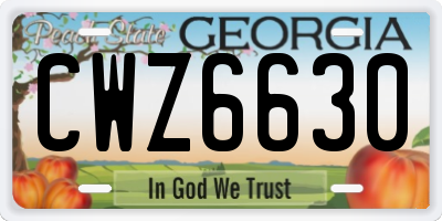 GA license plate CWZ6630