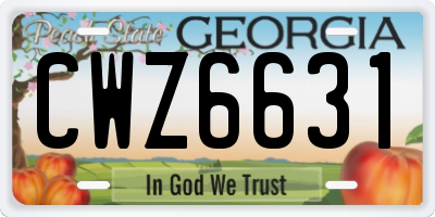 GA license plate CWZ6631