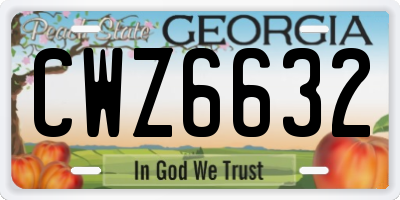 GA license plate CWZ6632