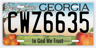 GA license plate CWZ6635