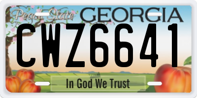 GA license plate CWZ6641