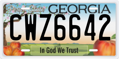 GA license plate CWZ6642