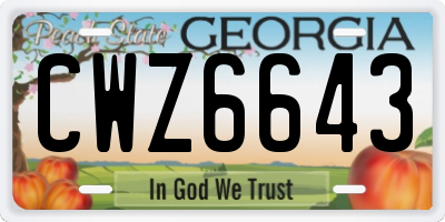 GA license plate CWZ6643