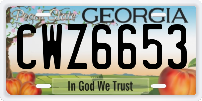GA license plate CWZ6653