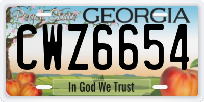GA license plate CWZ6654