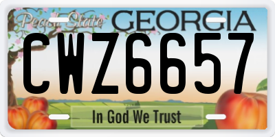 GA license plate CWZ6657