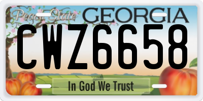 GA license plate CWZ6658