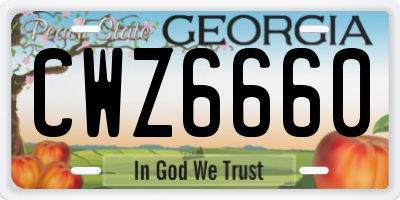 GA license plate CWZ6660
