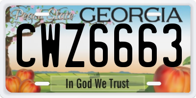 GA license plate CWZ6663