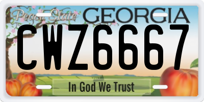 GA license plate CWZ6667