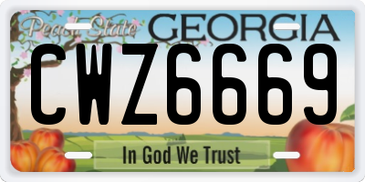 GA license plate CWZ6669