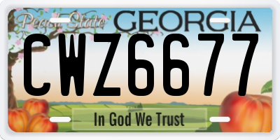GA license plate CWZ6677
