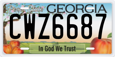 GA license plate CWZ6687