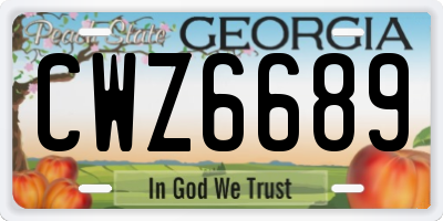 GA license plate CWZ6689