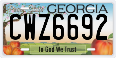 GA license plate CWZ6692