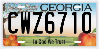 GA license plate CWZ6710