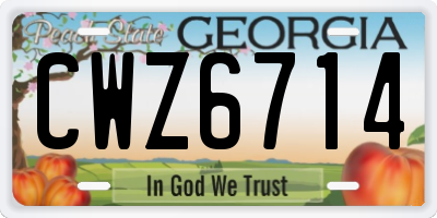 GA license plate CWZ6714