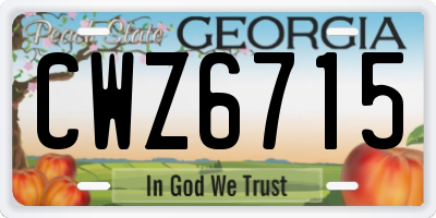 GA license plate CWZ6715