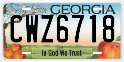 GA license plate CWZ6718