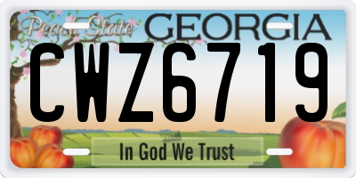 GA license plate CWZ6719